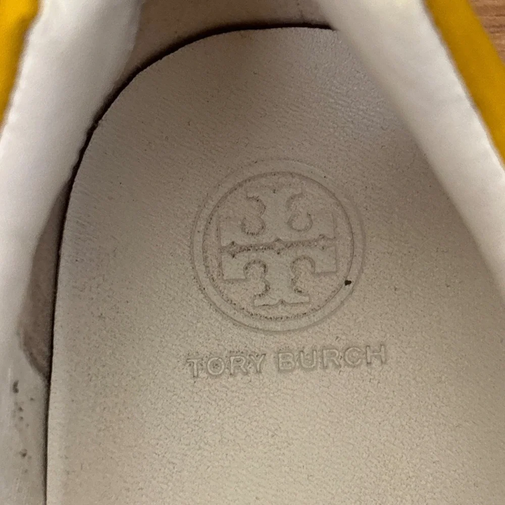 TORY BURCH Andrea‎ Colorblock Court Sneaker White/Goldfinch Yellow Women Size 9
